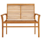 Gartenbank mit Hellgrüner Auflage 112 cm Massivholz Teak