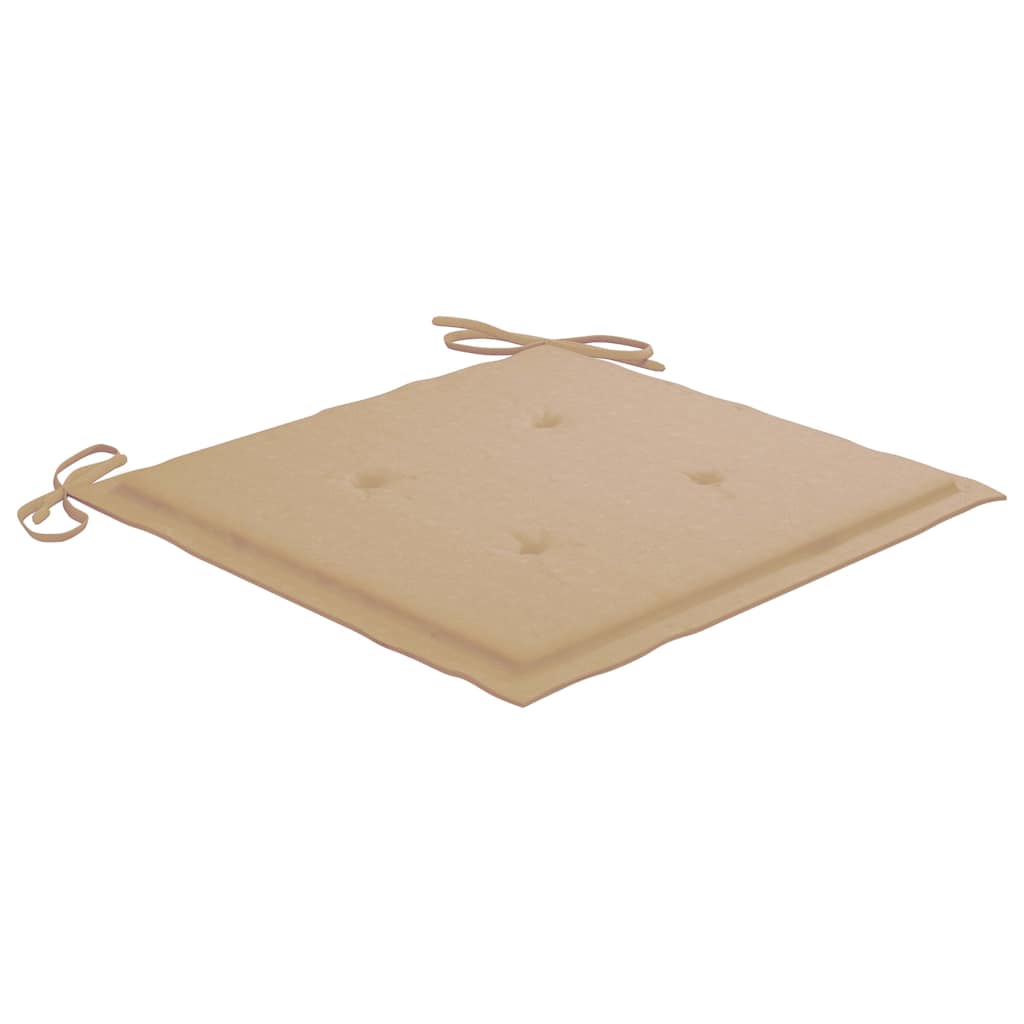 Gartenstühle 2 Stk. mit Beige Kissen Massivholz Teak