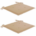 Schaukelstuhl mit Beige Kissen Massivholz Teak