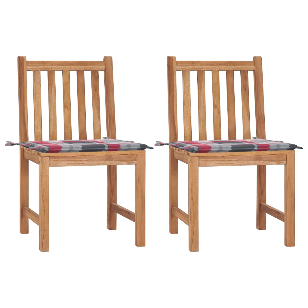 Gartenstühle 2 Stk. mit Kissen Massivholz Teak
