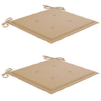 Gartenstühle 2 Stk. mit Beige Kissen Massivholz Teak