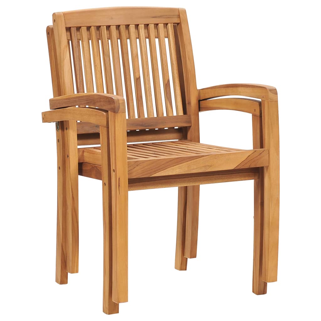 Gartenstühle 2 Stk. Graue Karomuster Kissen Massivholz Teak