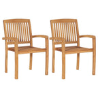 Gartenstühle 2 Stk. mit Cremeweißen Kissen Massivholz Teak