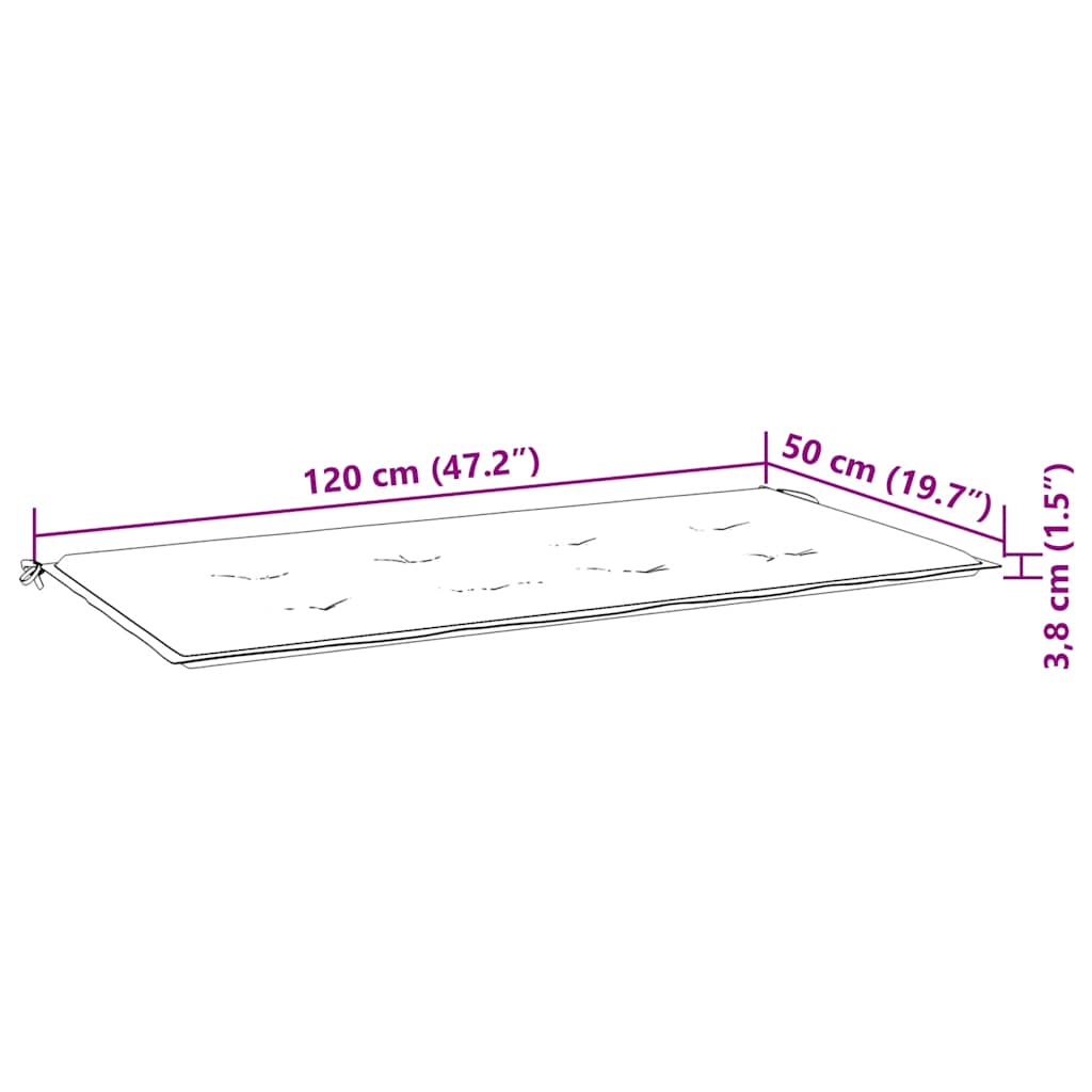 Stapelbare Gartenbank mit Auflage 128,5 cm Massivholz Teak