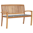 Stapelbare Gartenbank mit Auflage 128,5 cm Massivholz Teak