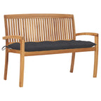 Stapelbare Gartenbank mit Auflage 128,5 cm Massivholz Teak