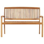 Stapelbare Gartenbank mit Auflage 128,5 cm Massivholz Teak