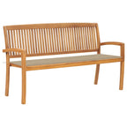 Stapelbare Gartenbank mit Auflage 159 cm Massivholz Teak