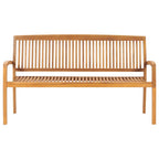 Stapelbare Gartenbank mit Auflage 159 cm Massivholz Teak