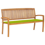 Stapelbare Gartenbank mit Auflage 159 cm Massivholz Teak