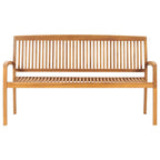Stapelbare Gartenbank mit Auflage 159 cm Massivholz Teak