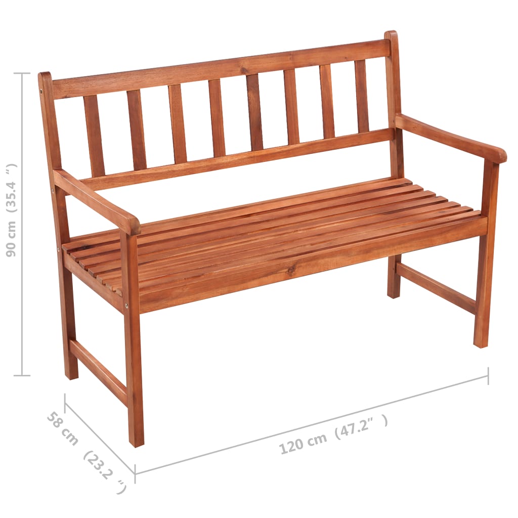 Gartenbank mit Auflage 120 cm Massivholz Akazie