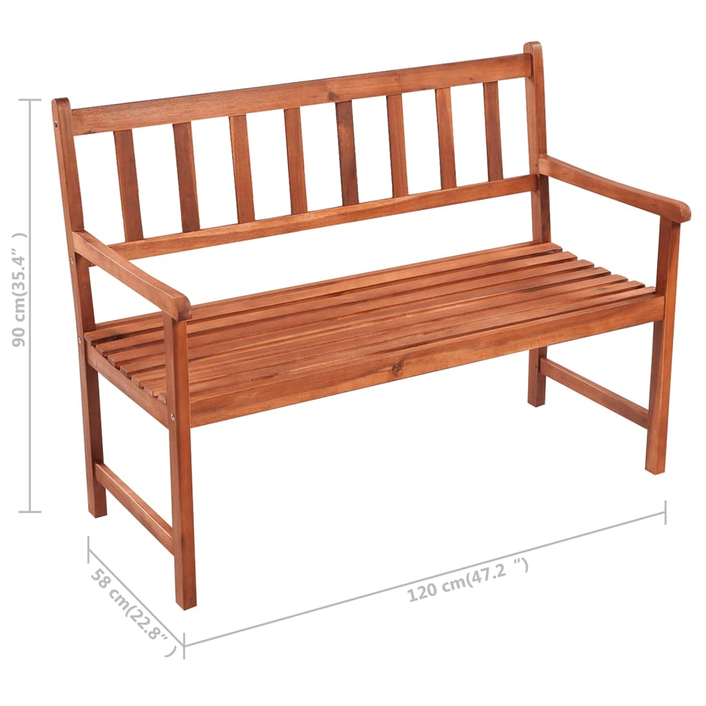 Gartenbank mit Auflage 120 cm Massivholz Akazie