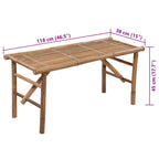 Klappbare Gartenbank mit Auflage 118 cm Bambus