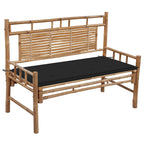 Gartenbank mit Auflage 120 cm Bambus