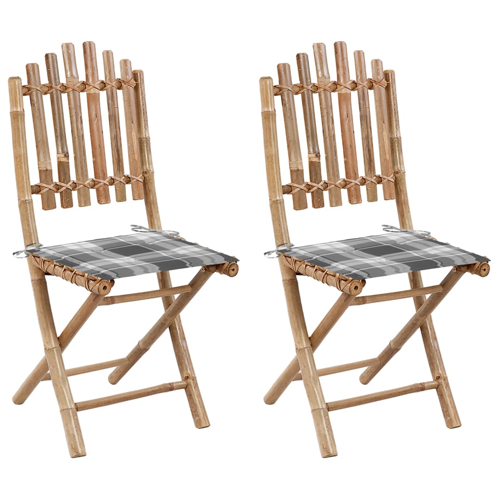Klappbare Gartenstühle 2 Stk. mit Kissen Bambus