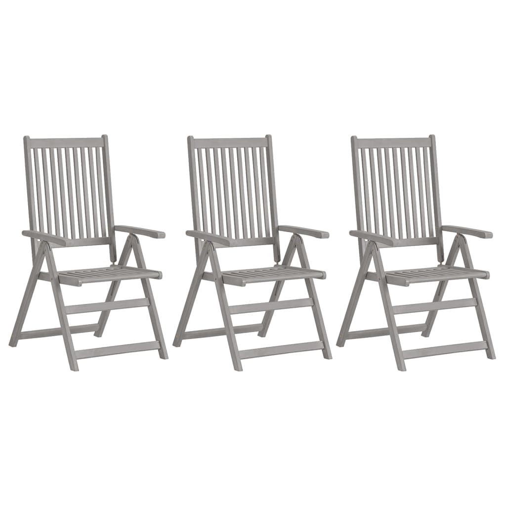 Verstellbare Gartenstühle 3 Stk. mit Auflagen Massivholz Akazie