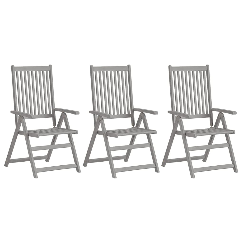 Verstellbare Gartenstühle 3 Stk. mit Auflagen Massivholz Akazie