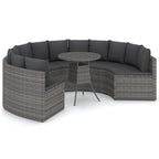 7-tlg. Garten-Sofagarnitur mit Auflagen Poly Rattan Grau