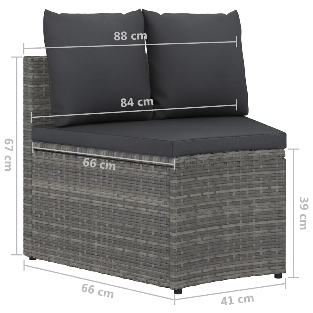 6-tlg. Garten-Sofagarnitur mit Auflagen Poly Rattan Grau