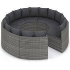 8-tlg. Garten-Sofagarnitur mit Auflagen Poly Rattan Grau