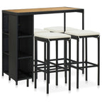 5-tlg. Gartenbar-Set mit Kissen Poly Rattan Schwarz