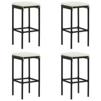 5-tlg. Gartenbar-Set mit Kissen Poly Rattan Schwarz