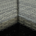 4-tlg. Gartenbar-Set mit Kissen Poly Rattan Grau