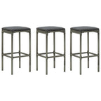 4-tlg. Gartenbar-Set mit Kissen Poly Rattan Grau
