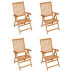 Gartenstühle 4 Stk. mit Grauen Kissen Massivholz Teak