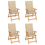 Gartenstühle 4 Stk. mit Beigen Kissen Massivholz Teak