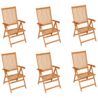 Gartenstühle 6 Stk. mit Creme Kissen Massivholz Teak