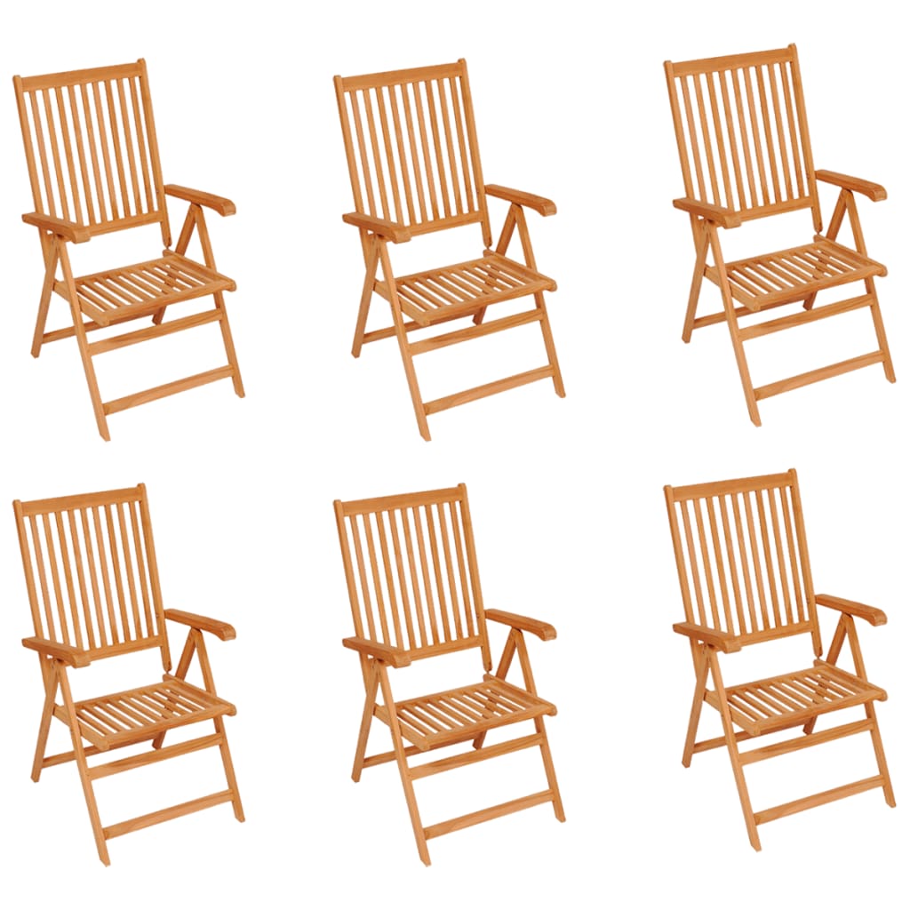 Gartenstühle 6 Stk. mit Roten Kissen Massivholz Teak