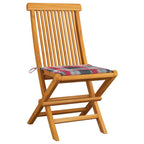 Gartenstühle mit Kissen 6 Stk. Rot Karomuster Massivholz Teak