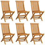 Gartenstühle mit Schwarzen Kissen 6 Stk. Massivholz Teak