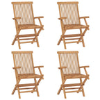 Gartenstühle mit Taupe Kissen 4 Stk. Massivholz Teak