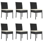 7-tlg. Garten-Essgruppe Poly Rattan Schwarz