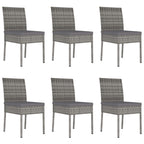7-tlg. Garten-Essgruppe Poly Rattan Grau