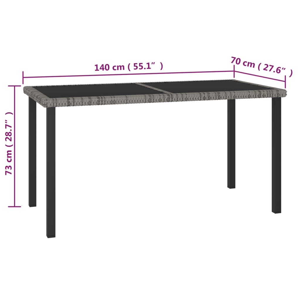 5-tlg. Garten-Essgruppe Poly Rattan Grau