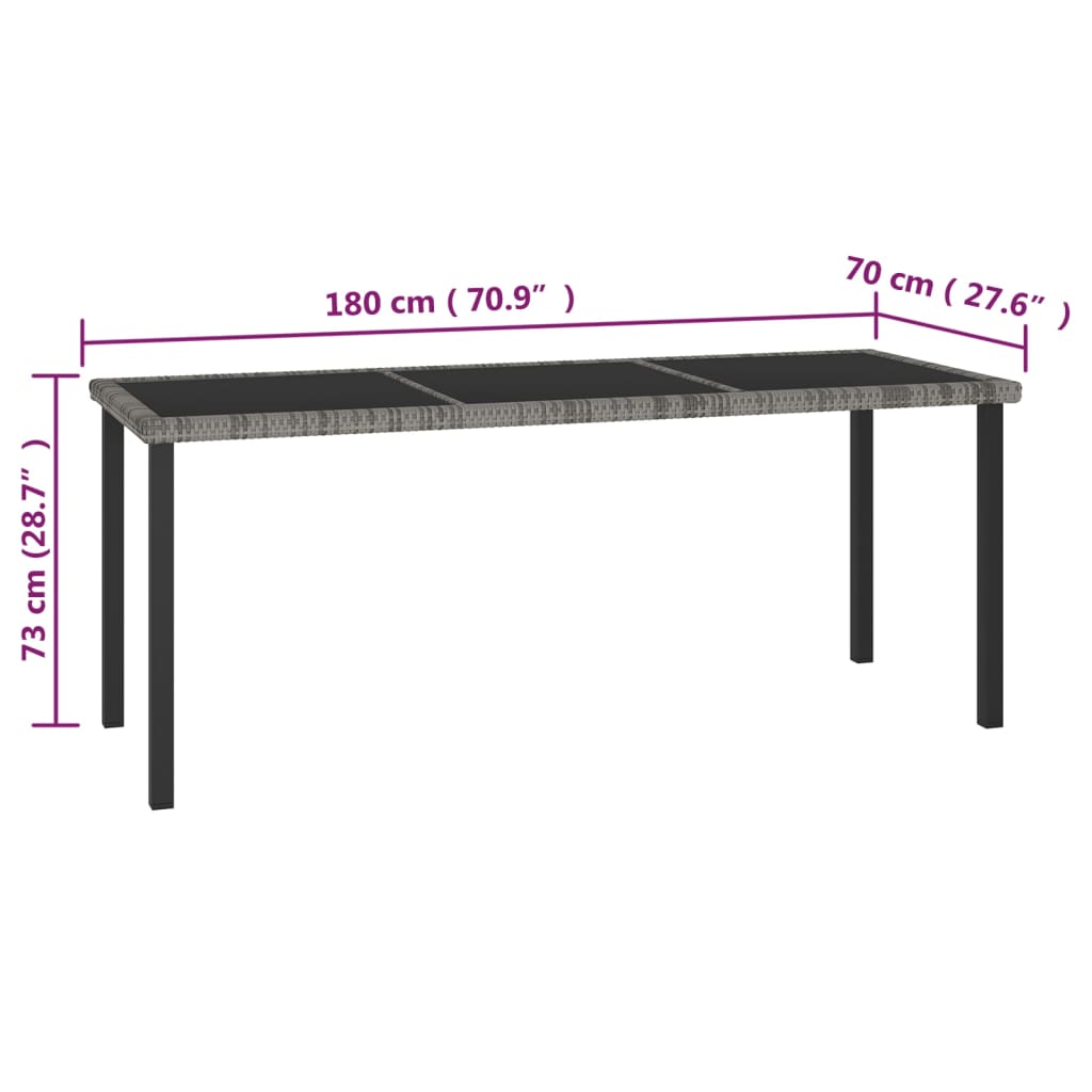 7-tlg. Garten-Essgruppe Poly Rattan Grau
