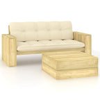 2-tlg. Garten-Lounge-Set mit Kissen Kiefernholz Imprägniert