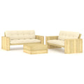 3-tlg. Garten-Lounge-Set mit Kissen Kiefernholz Imprägniert