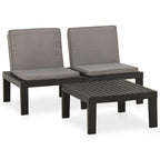 2-tlg. Garten-Lounge-Set mit Auflagen Kunststoff Grau