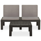 2-tlg. Garten-Lounge-Set mit Auflagen Kunststoff Grau