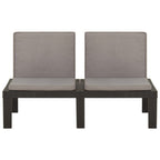 2-tlg. Garten-Lounge-Set mit Auflagen Kunststoff Grau