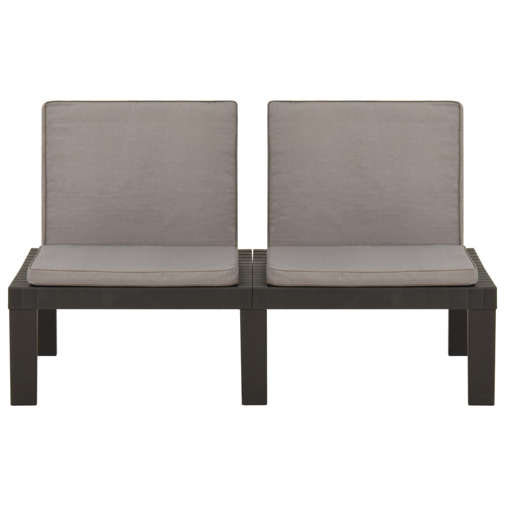 2-tlg. Garten-Lounge-Set mit Auflagen Kunststoff Grau