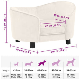 vidaXL Hundesofa Creme 69x49x40 cm Plüsch