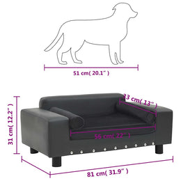 vidaXL Hundesofa Dunkelgrau 81x43x31 cm Plüsch und Kunstleder
