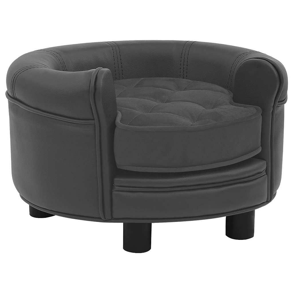 vidaXL Hundesofa Dunkelgrau 48x48x32 cm Plüsch und Kunstleder