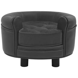 Hundesofa Dunkelgrau 48x48x32 cm Plüsch und Kunstleder